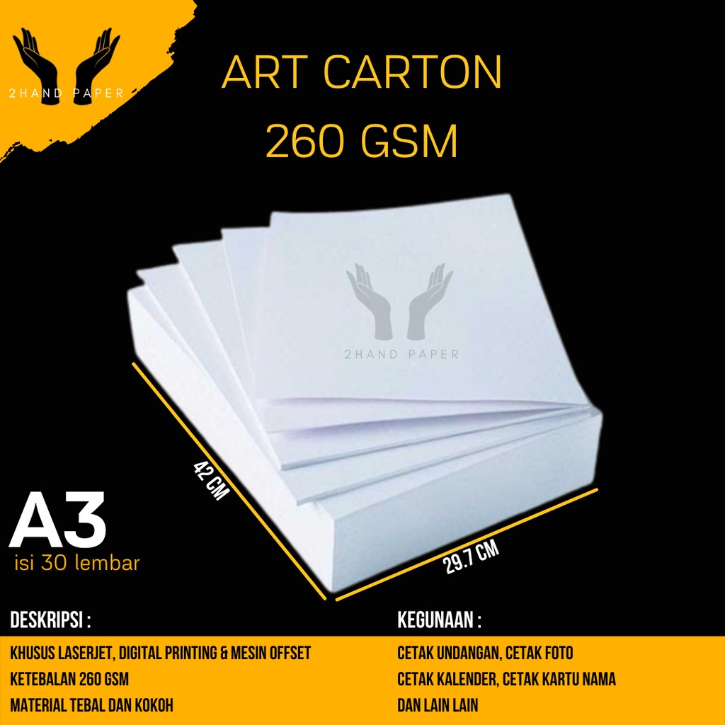 Jual Art Carton 260 Gsm A3 Isi 30 Lembar / Kertas Art Carton 260 Gsm A3 ...