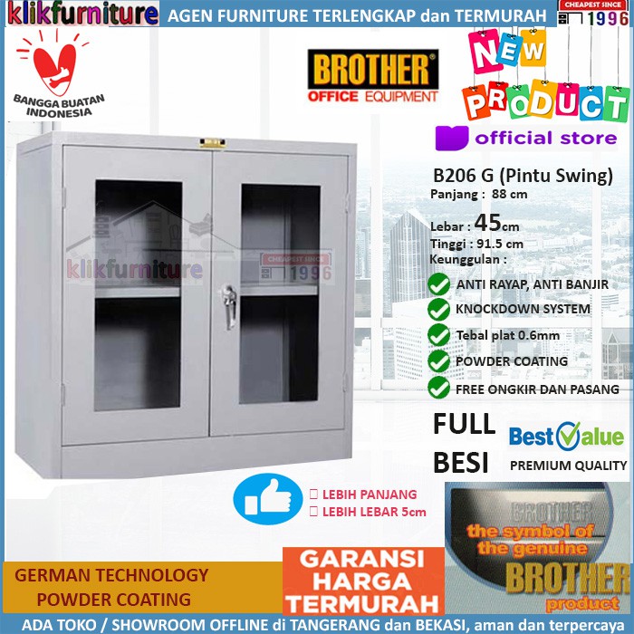 Jual Lemari Arsip FIling Cabinet Besi 2 Pintu Kaca B 206 G Brother ...