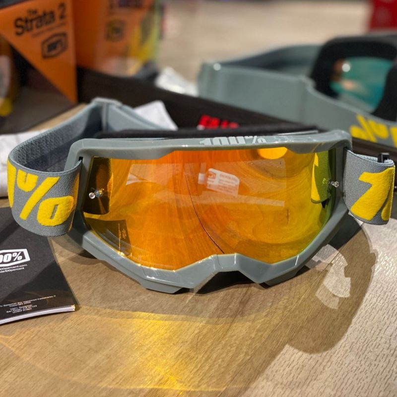 Jual Kacamata Goggle 100 Percent STRATA 2 Original Cross Trail Adventure Abu Gold Shopee