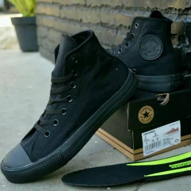Sepatu Converse All Star Chuck Taylor Lunarlon High Full Black Hitam