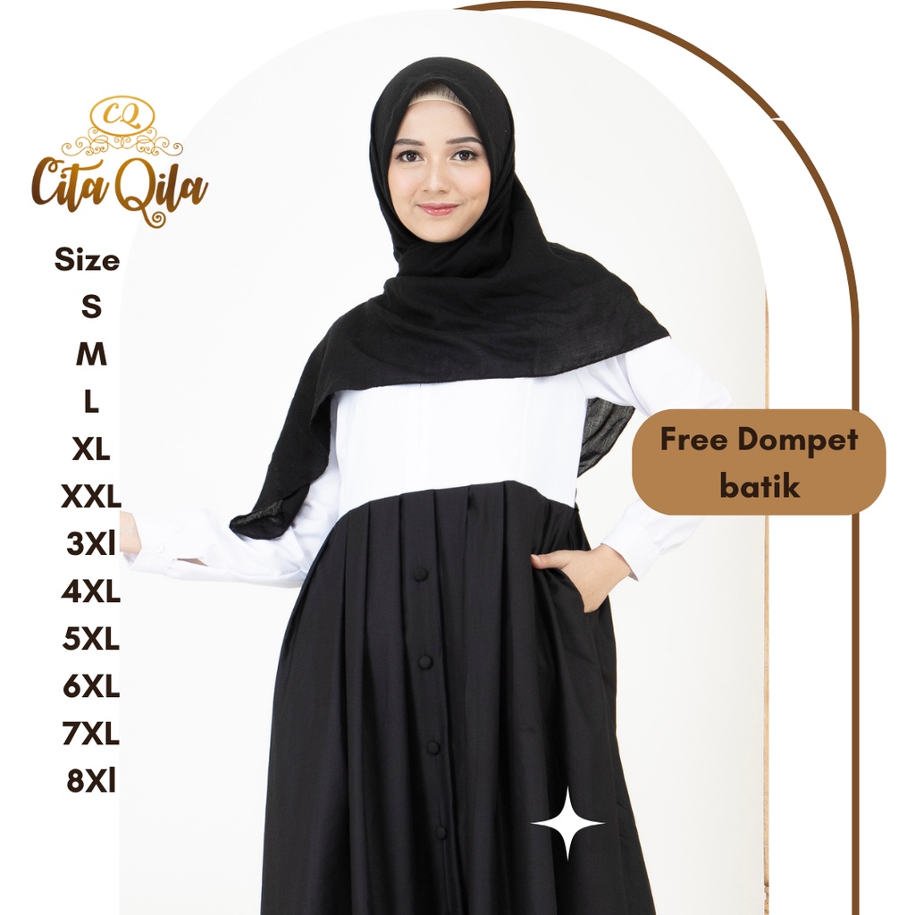 Jual REALPICT GAMIS HITAM PUTIH REMPEL MONA | Shopee Indonesia