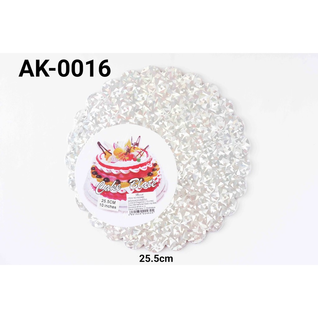 Jual Ak Cake Board Tatakan Kue Tart Bulat Bunga Silver Hologram