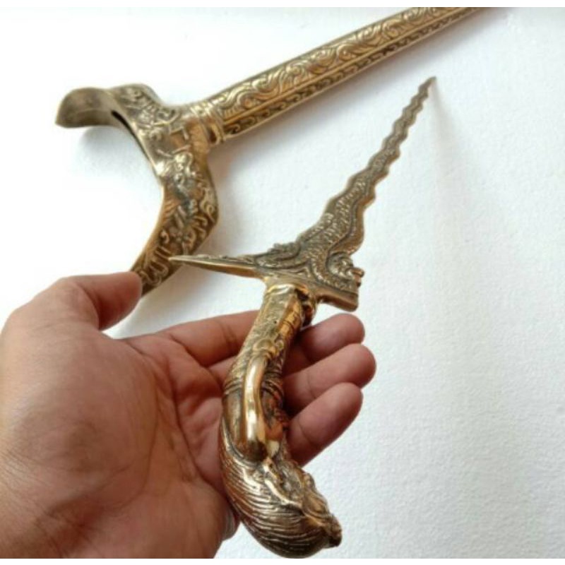 Jual Keris Naga Raja / Naga Kembar Kuningan Ukuran Sedang | Shopee ...