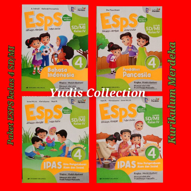 Jual Paket ESPS Kelas 4 SD/MI Kurikulum Merdeka. IPAS Vol 1 & 2. Bahasa ...