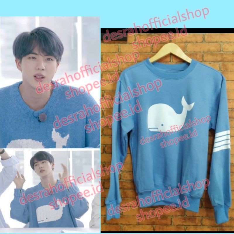 Jual SWEATER BASIC kpop Korean BTS Kim seokjin PAUS GARIS LENGAN cutting |  Shopee Indonesia