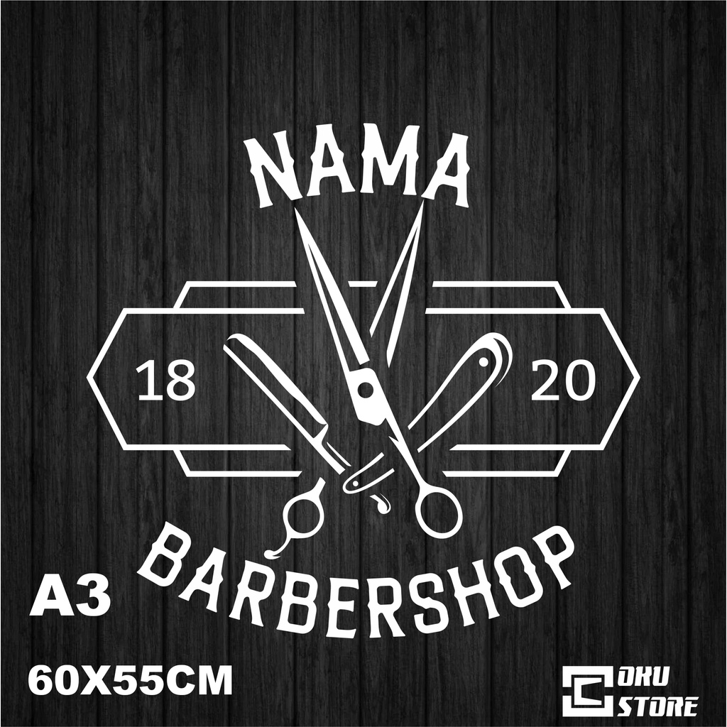 Jual Sticker Custom BARBERSHOP Hair Cut Shaves Stiker BARBERSHOP Potong ...