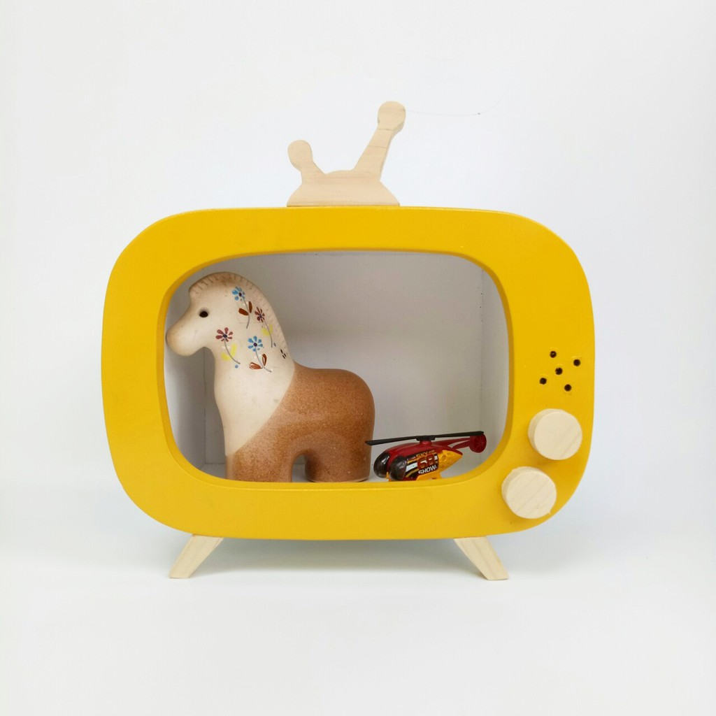 Jual Small TV BOX Yellow (Pajangan kayu / Rak dinding / Storage