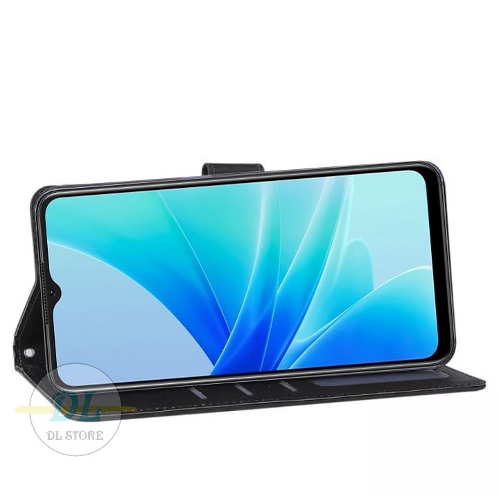 Custodia OPPO A57 / A57s Con Portafoglio E Supporto – Pelle PU Magnetica, 2 Slot Carte, Flip Cover, Nero