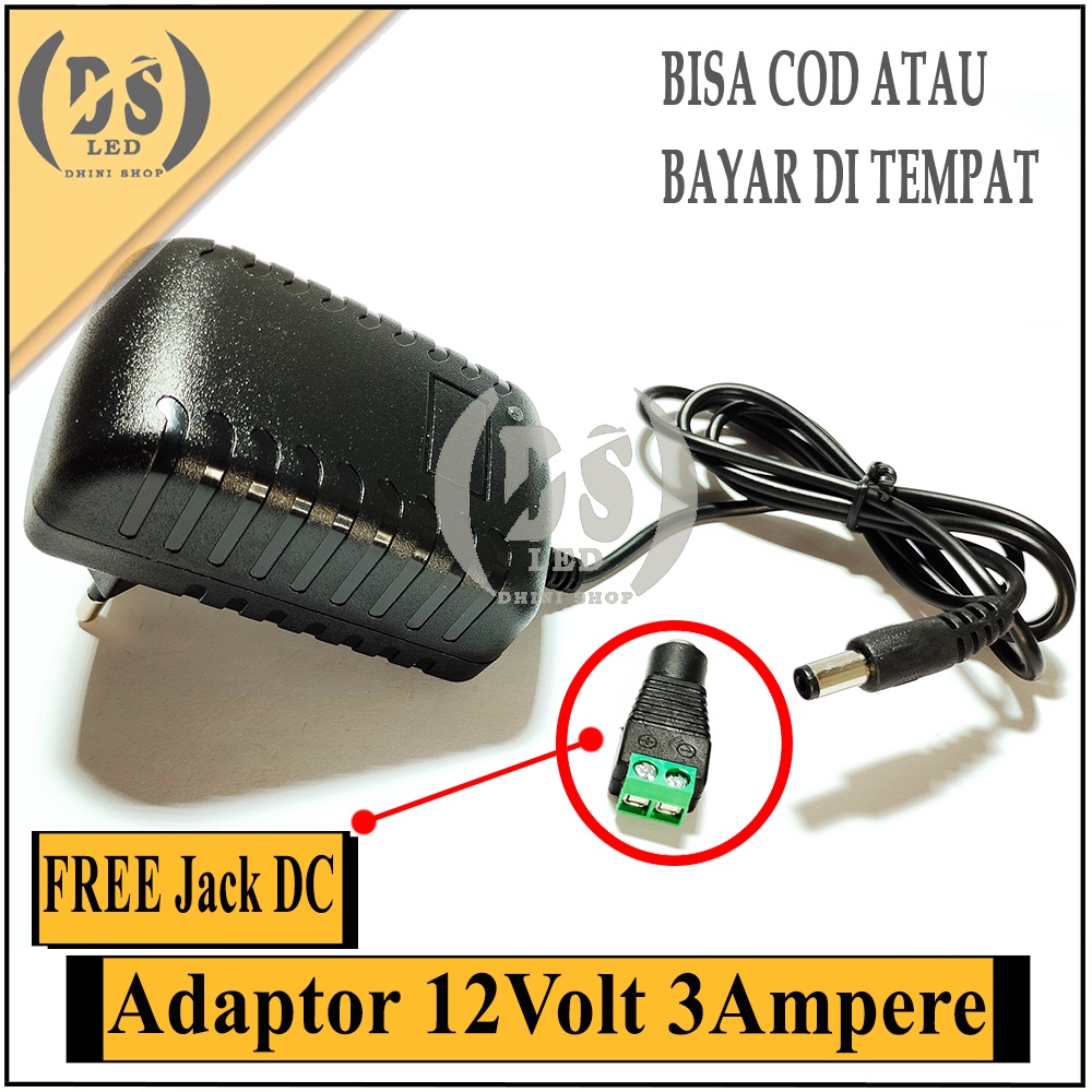 Jual Adaptor 12v 3A/Power Supply AC 220V Ke DC 12V 3Ampere (FREE JACK ...