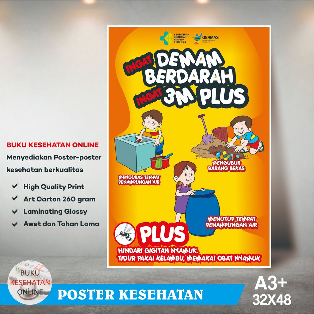 Jual Poster Kesehatan - DBD 3M - LAMINATING GLOSSY | Shopee Indonesia