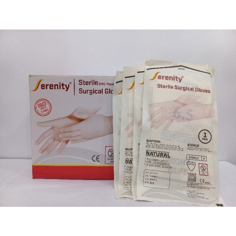 Jual Sarung Tangan Steril / Sterile Surgical Gloves SERENITY NO 6,5 cm