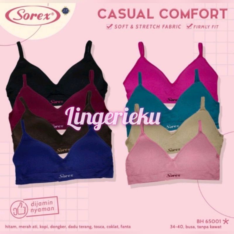 Bra Casual sorex tanpa kawat Bra basic polos merek Sorex dengan