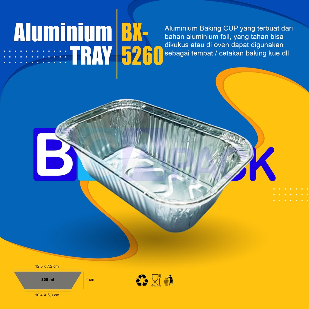 Jual ALUMINIUM TRAY BX-5260 OX-5260 - WADAH ALUMINUM FOIL TRAY - BX OX ...