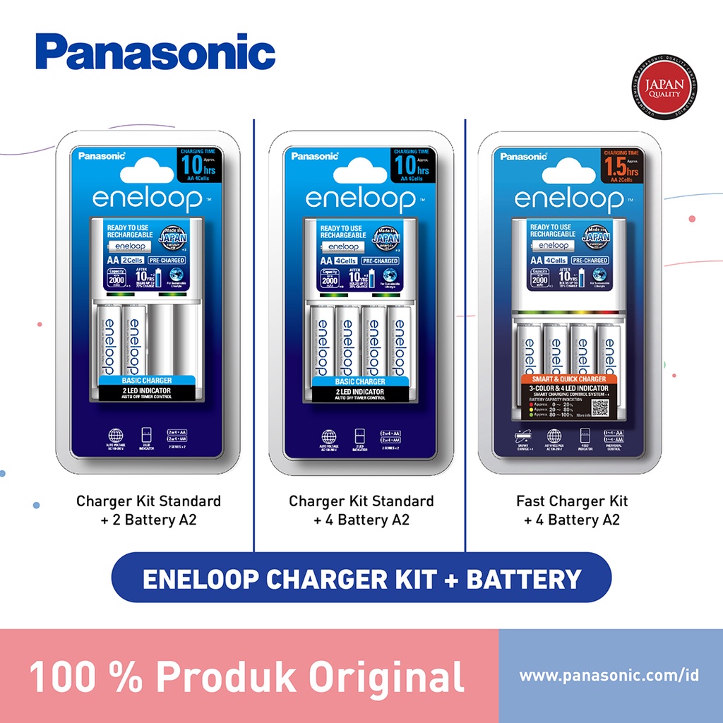 Jual Panasonic Eneloop Charger Kit + Battery Rechargeable AA Shopee