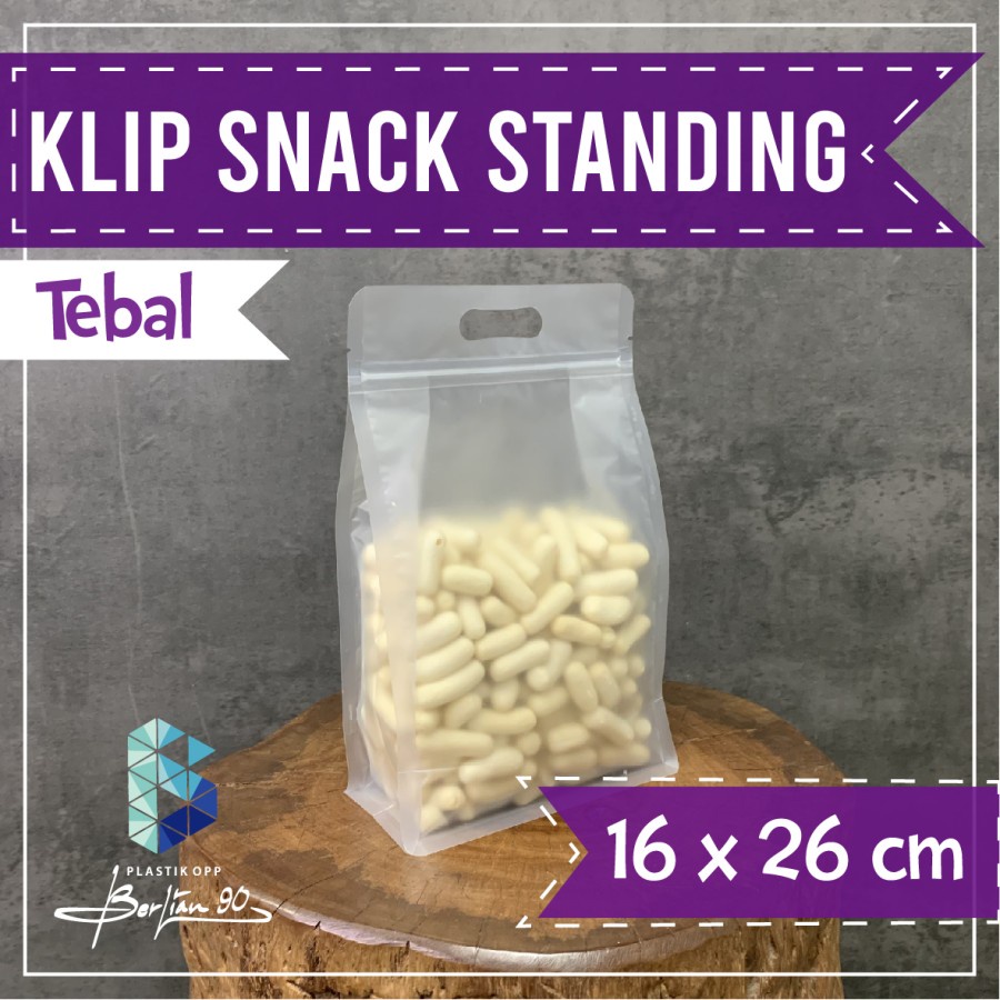 Jual Plastik Klip Snack Standing16x26 cm / Plastik Snack Keripik ...