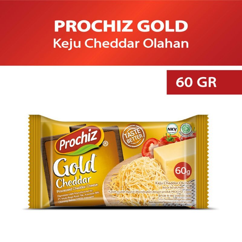 Jual Prochiz Gold Keju Cheddar Olahan 60 Gr | Shopee Indonesia