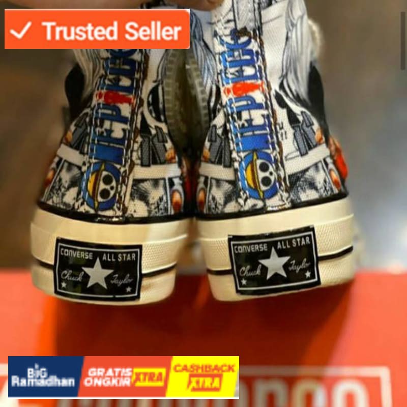 SNEAKERS COWOK HITAM BIRU MISTY LIMITED EDITION CONVERSE 70 S HIGH EGRET BNIB ONE PIECE