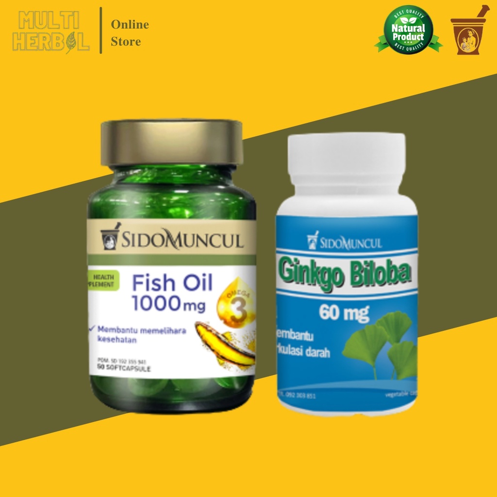 Jual Promo! Ginko Biloba SidoMuncul Fish Oil Paket Nutrisi Otak 2
