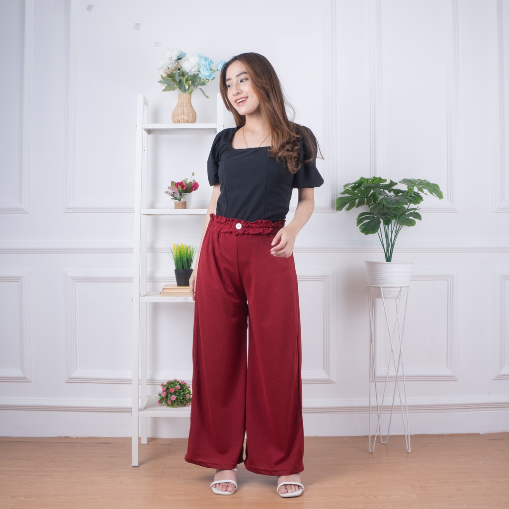 Jual Button Crepe Pants Dobby Pants Celana Kulot Wanita Shopee Indonesia