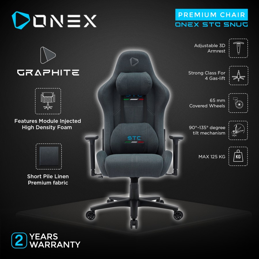 Jual ONEX STC SNUG SERIES FABRIC PREMIUM GAMING CHAIR KURSI - GRAPHITE ...