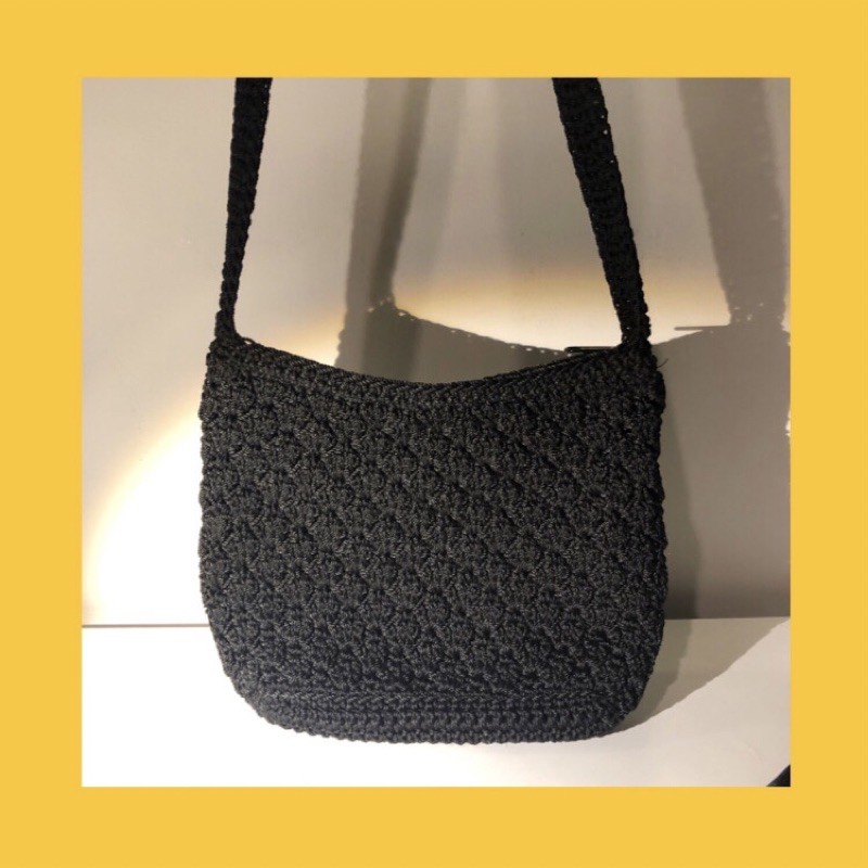 Jual Knitted Sling Bag – Black | Shopee Indonesia