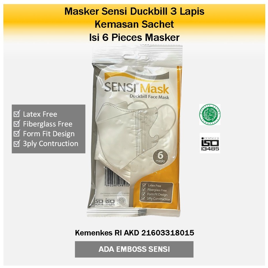 Jual Masker Sensi Duckbill 3ply Per Pack Isi 6 Pcs | Shopee Indonesia