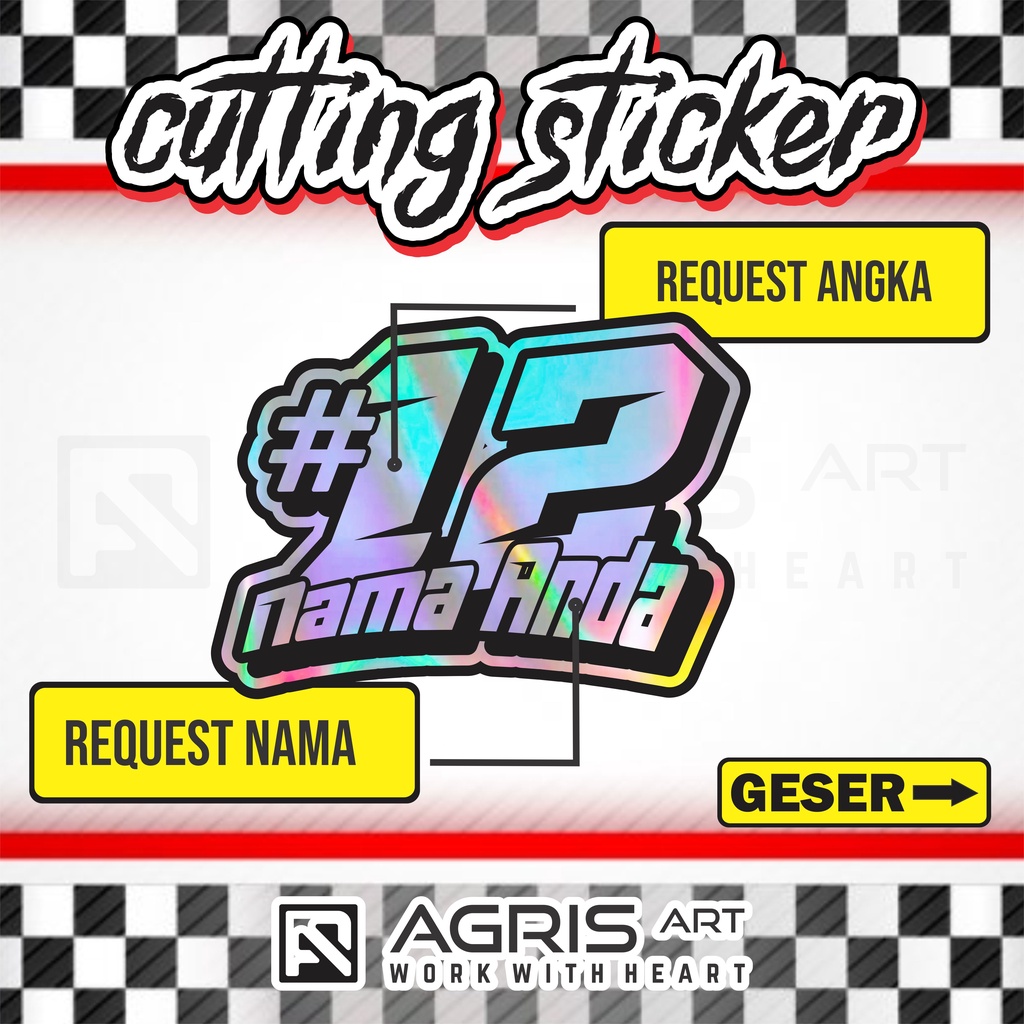 Jual cutting sticker stiker custom request ANGKA START nama (BUKAN ...