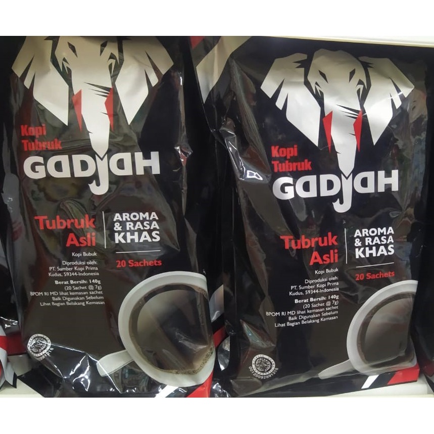 Jual Kopi Gadjah Tubruk isi 20 sachet kopi cap gajah asli lampung