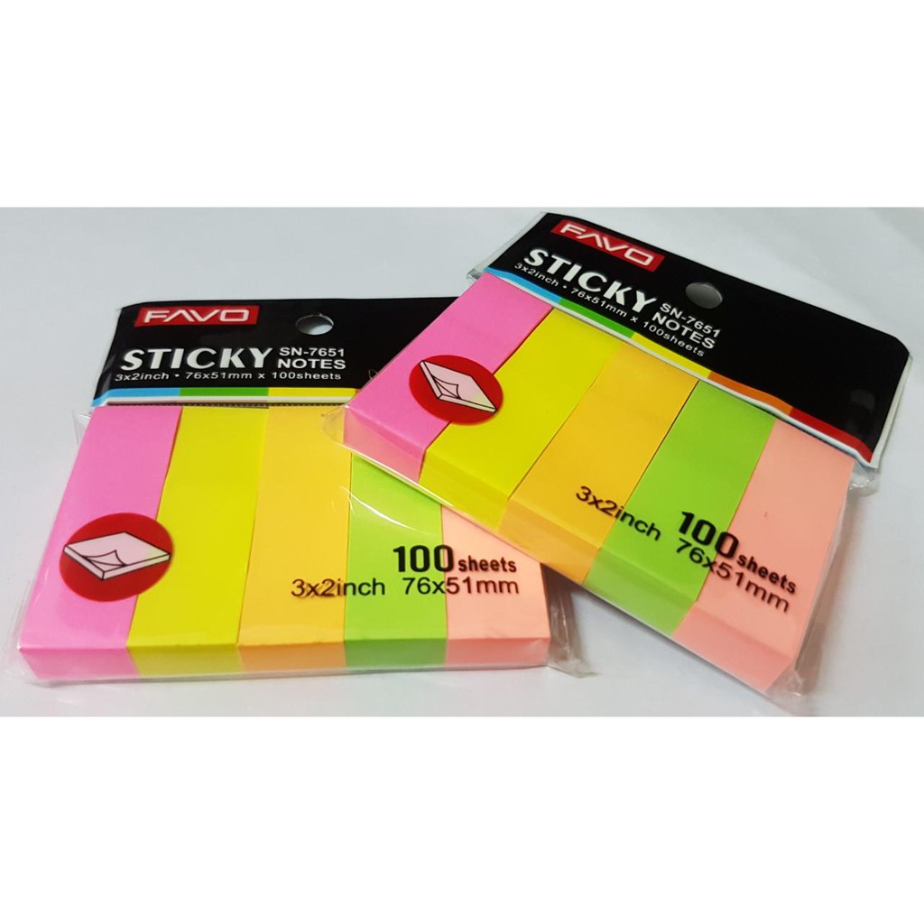 Jual STICKY NOTE FAVO  MEMO TEMPEL 76X51 5 WARNA | Shopee Indonesia