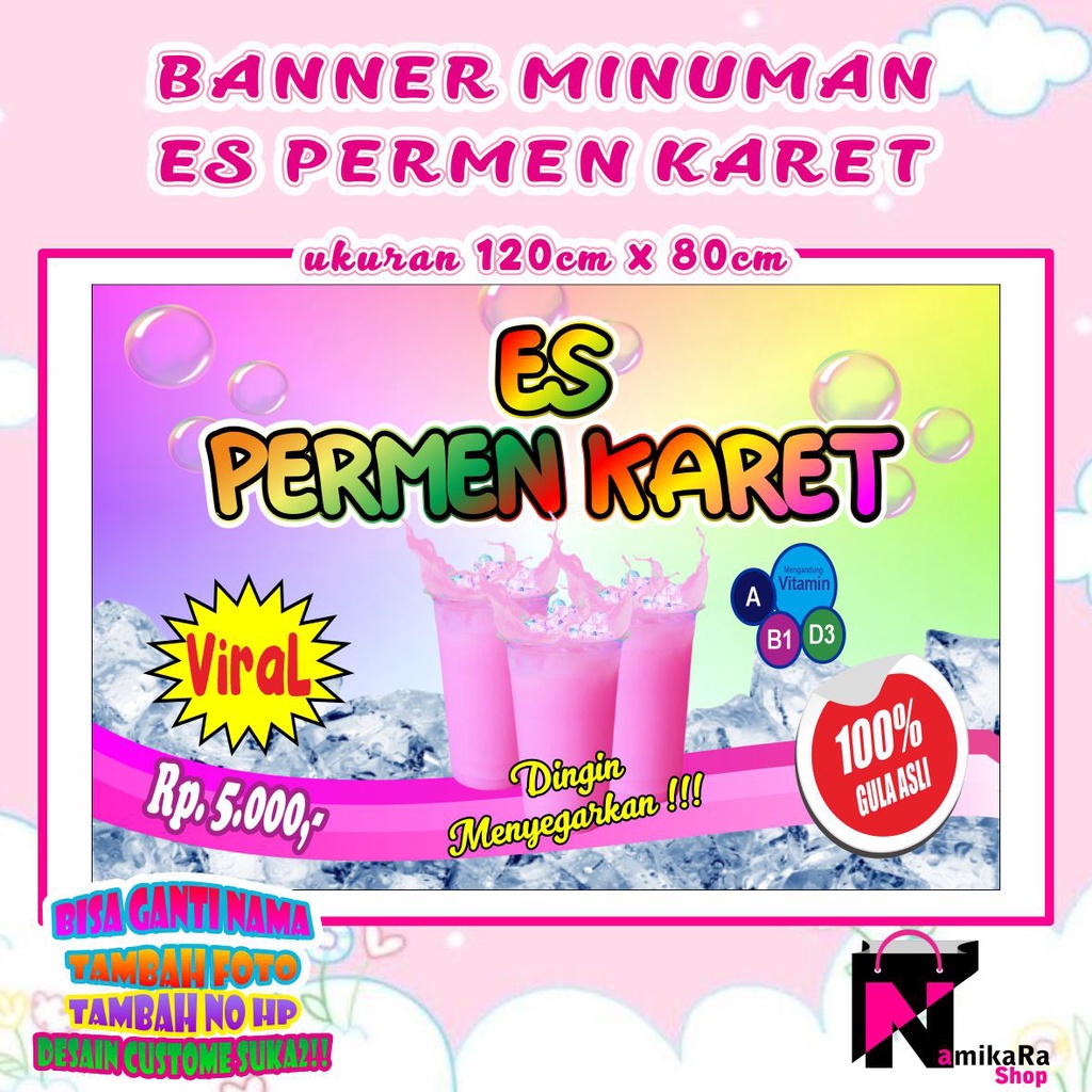 Jual Banner Spanduk Backdrop Es Permen Karet/ Banner Es Permen Karet