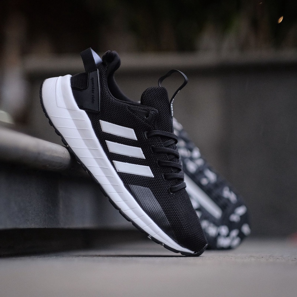 ADIDAS QUESTAR RIDE BLACK WHITE CAMO SEPATU ORIGINAL SEPATU MURAH SEPATU LARI