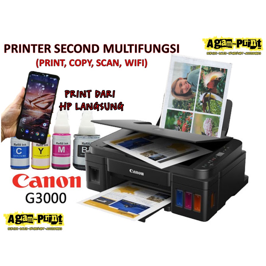 Jual printer second canon G3000 print, copy ,scan, wifi | Shopee Indonesia