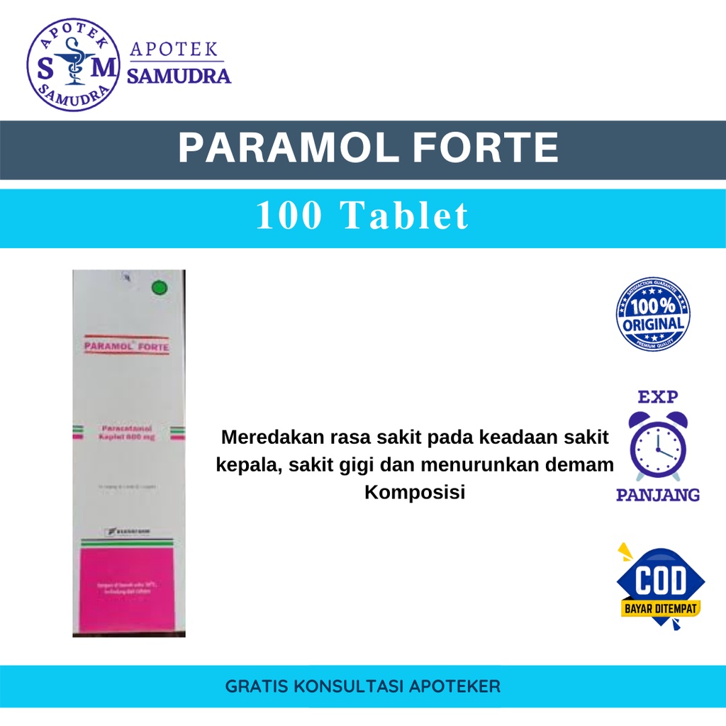 Jual PARAMOL FORTE Tablet - BOX isi 100 tablet obat penurun demam obat