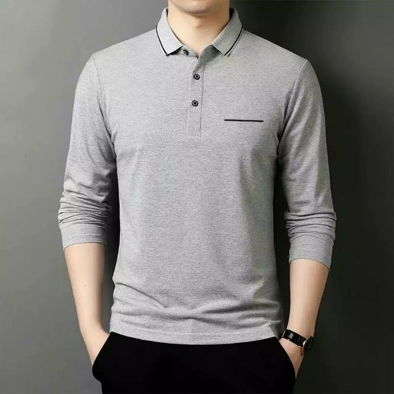 Jual Kaos berkerah/Kaos Polo Lengan Panjang pria Bahan COTTON COMBED