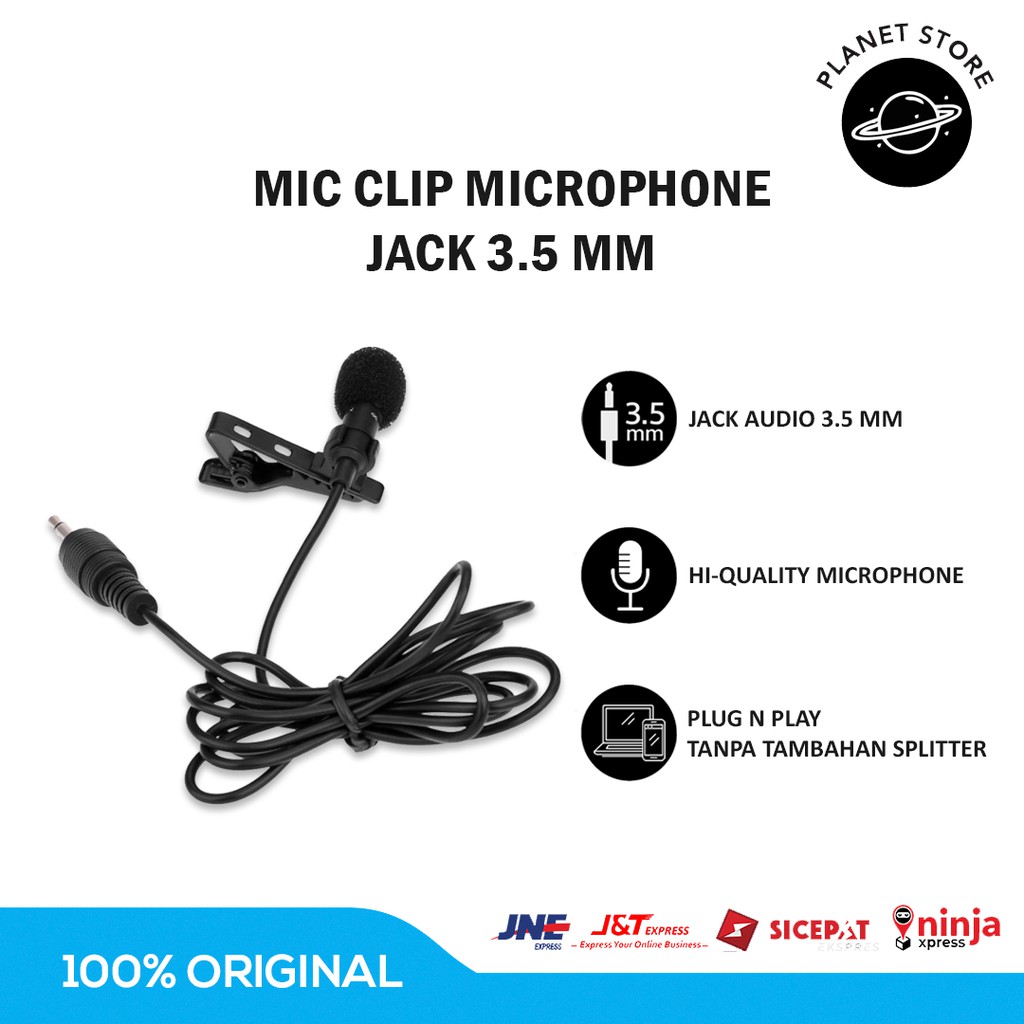 Jual Universal Microphone 3.5mm with Clip for Smartphone Clip On Mic
