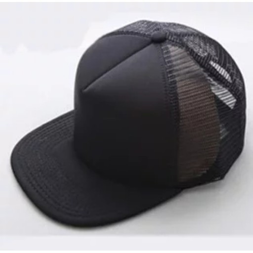 Jual Topi trucker hat jaring polos hitam lidah datar | Shopee Indonesia