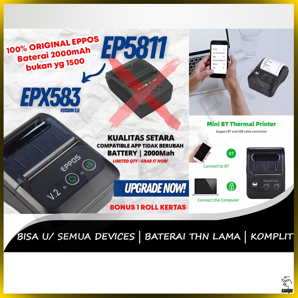 Jual Printer Bluetooth Eppos Epx583 V2 Original Print Kertas Scanner Receipt Struk Mencetak 2193