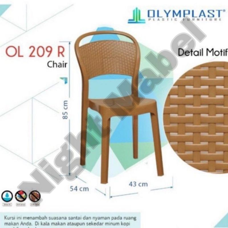 Jual Ol 209 Olymplast Kursi Bangku Sandar Sender Plastik Rotan Anyam