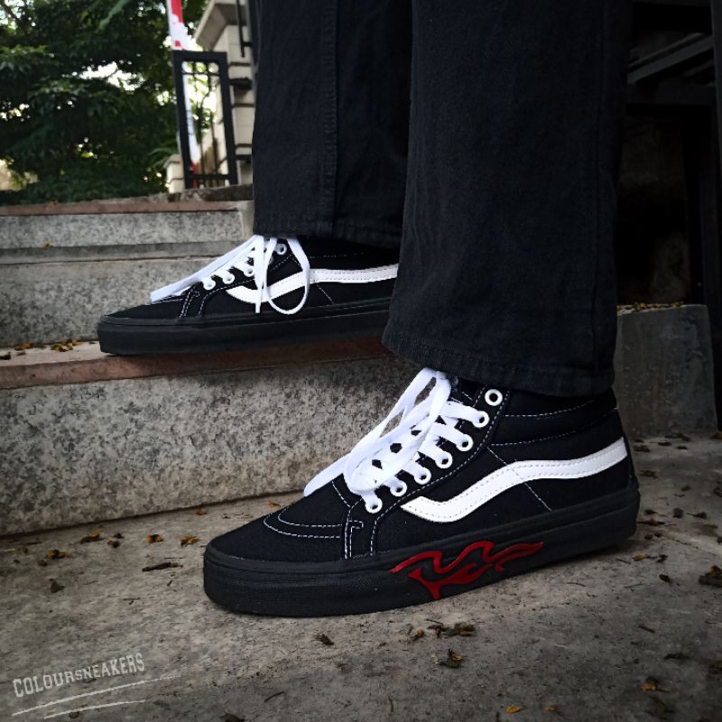 VANS SK MID REISSUE FLAME CUT OUT BLACK