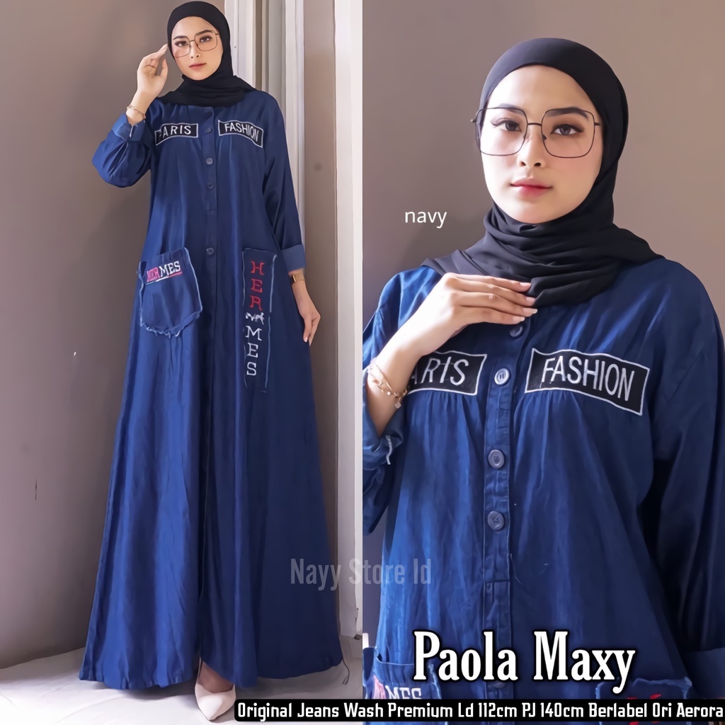 Jual Baju Gamis Dewasa Jeans Denim Syar i Jumbo Wanita Terbaru 2024