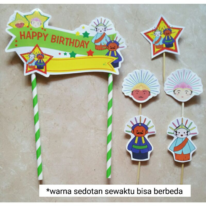 Jual cake topper satu set hiasan kue ulang tahun karakter ondel ondel