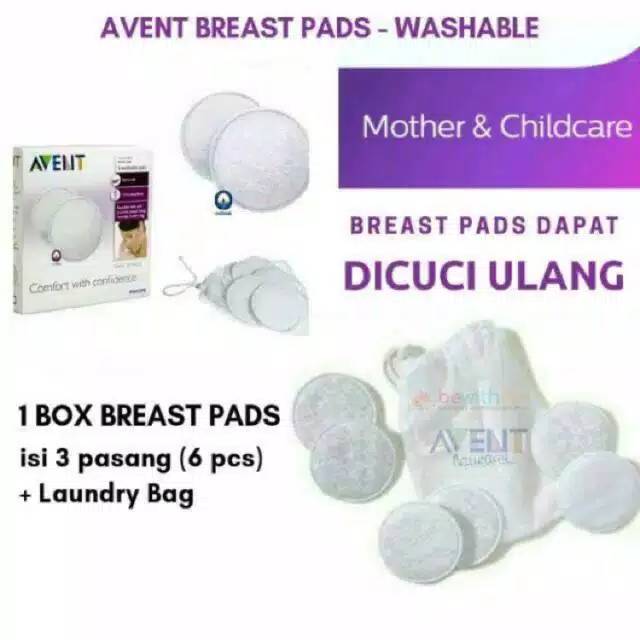 Jual AVENT Breastpad Washable isi 6pcs (3 Pasang) Breastpad washable