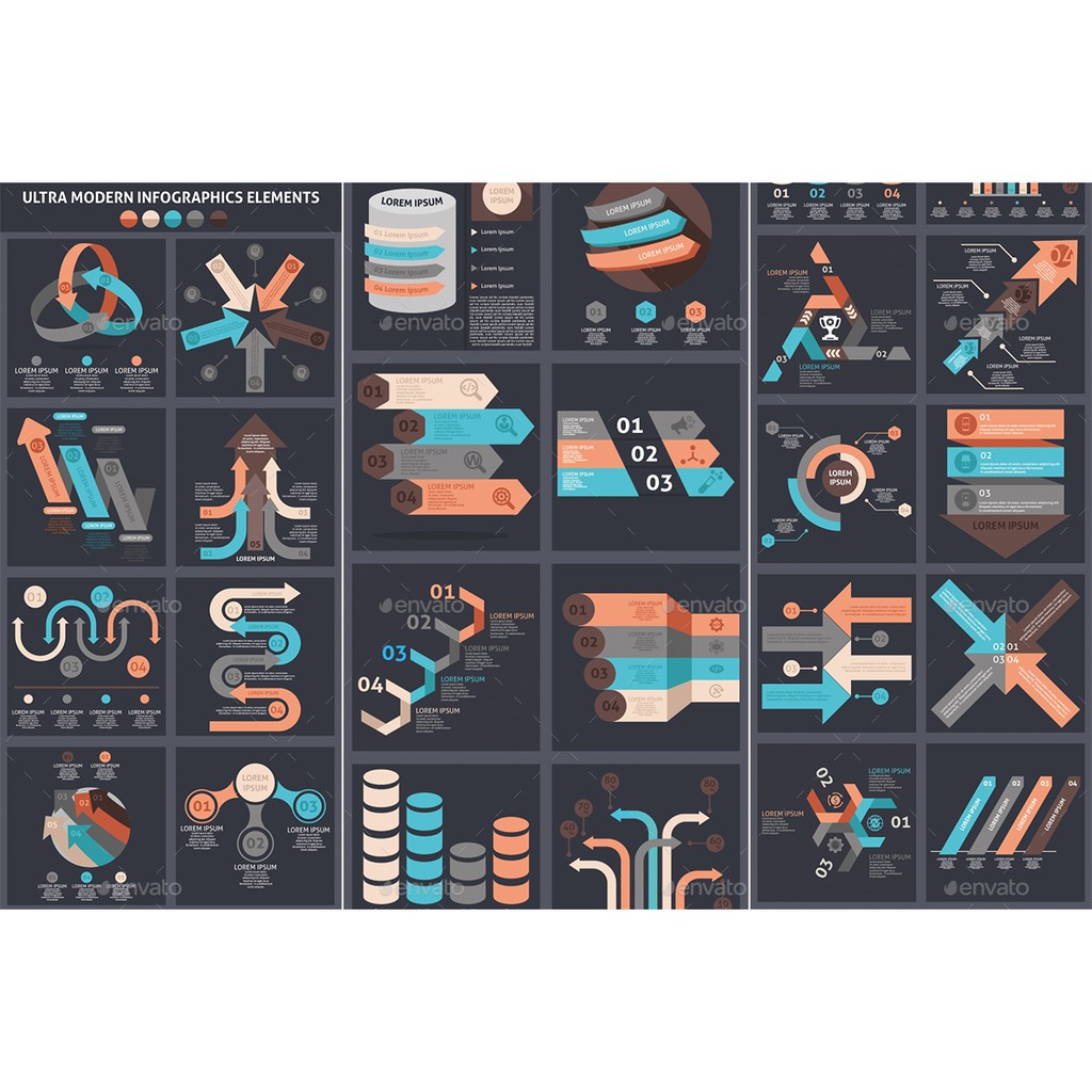 Jual ID814 - 1000 Big Bundle Infographic Elements | Koleksi Elemen ...