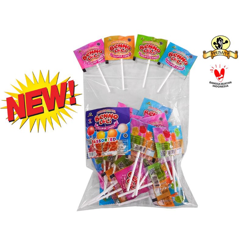 Jual permen benno loli lolipop lollipop candy assorted isi 30pcs ...