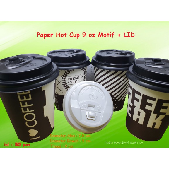 Jual Paper Hot Cup 9 Oz 210 Ml Coffee Tutup Isi 50 Pcs Shopee Indonesia 7814