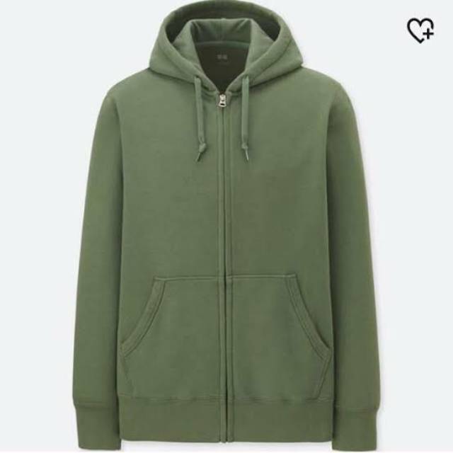 JAKET ZIP HOODIE UNIQLO HIJAU ARMY PRELOVED UNIQLO