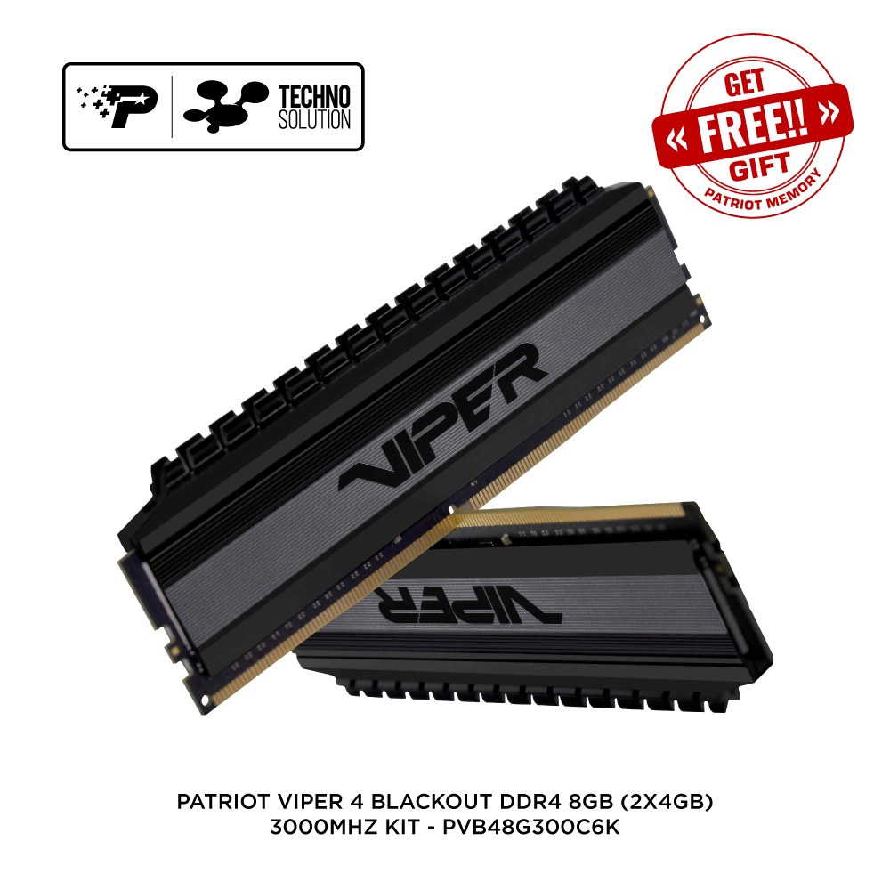 Kit Mémoire Patriot Viper 4 Blackout DDR4 8GB (2x4GB) 3200MHz - Ouvert Mais Jamais Utilisé