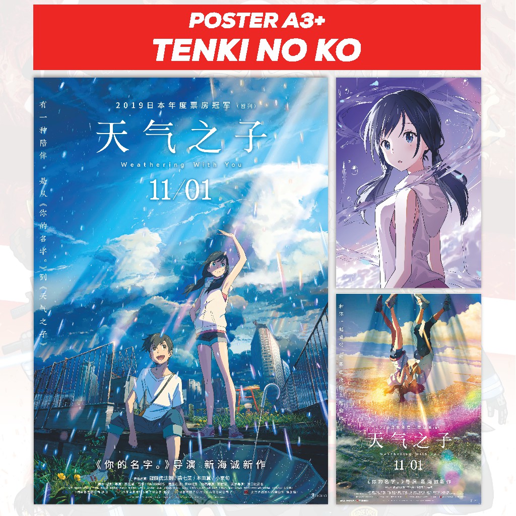 Poster Tenki No Ko Weathering With You Movie Anime Koleksi - Size A3+