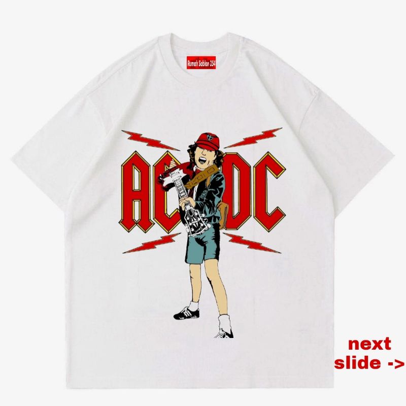 Jual KAOS BAND ACDC TOUR T-SHIRT OVERSIZE PUTIH TEE BAJU PRIA WANITA ...