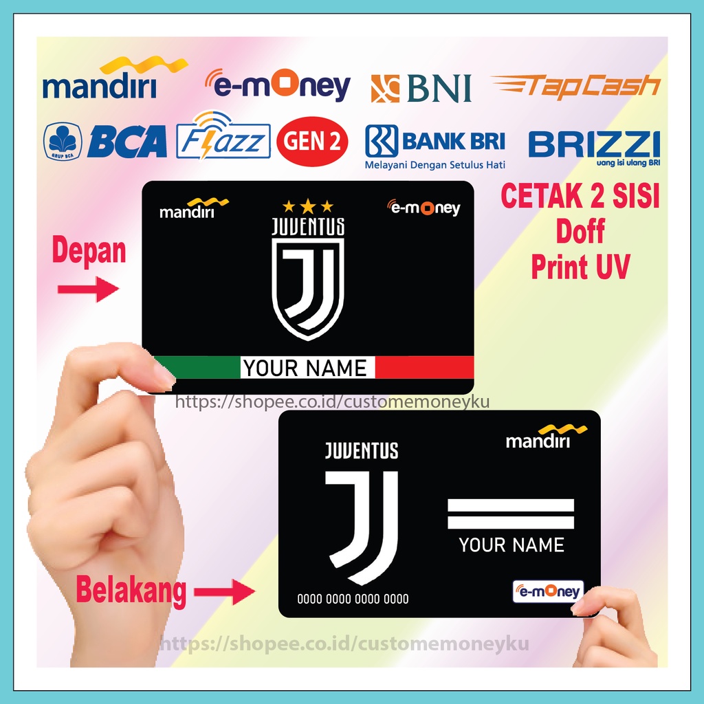 Jual KARTU EMONEY KLUB BOLA JUVENTUS HITAM ETOLL E-MONEY MANDIRI FLAZZ ...